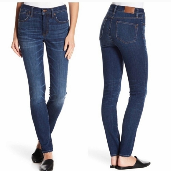 Madewell 9” High Rise Skinny Jeans Medium Blue Wash Denim Jeans - Picture 1 of 11